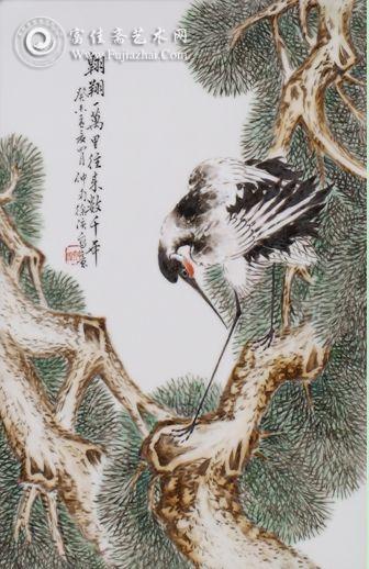 图录号：2474 徐仲南 粉彩《松鹤延年》图挂屏 尺寸：37x23.8cm 估价：650,000—720,000RMB