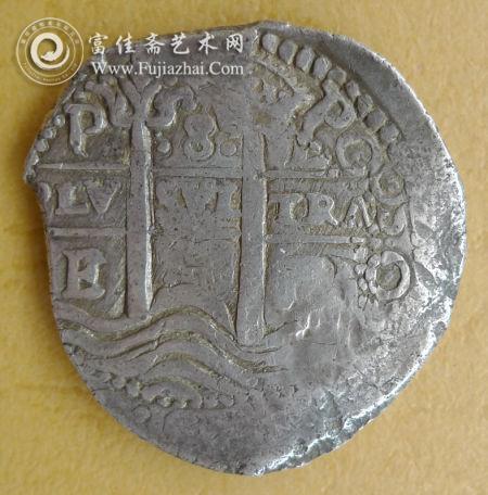 1659年西属波利维亚十字币上加盖葡属巴西标记（背）